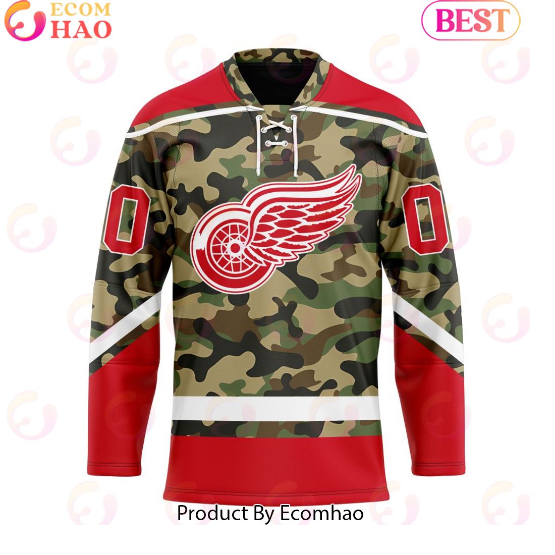 Personalized NHL Detroit Red Wings Special Camo Design Hockey Jersey