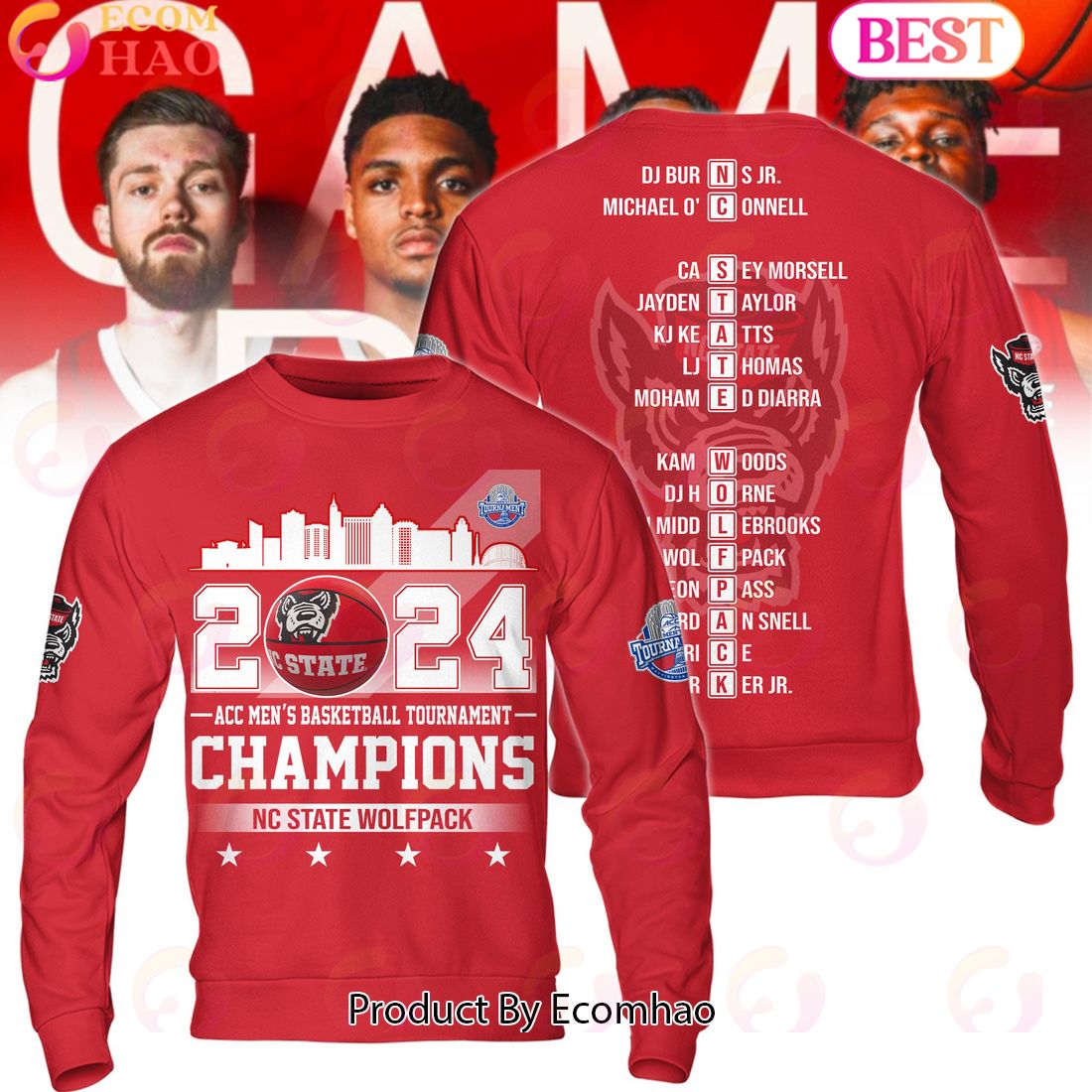 2024 ACC Men’s Basketball Tournament Champions NC State Wolfpack Hoodie