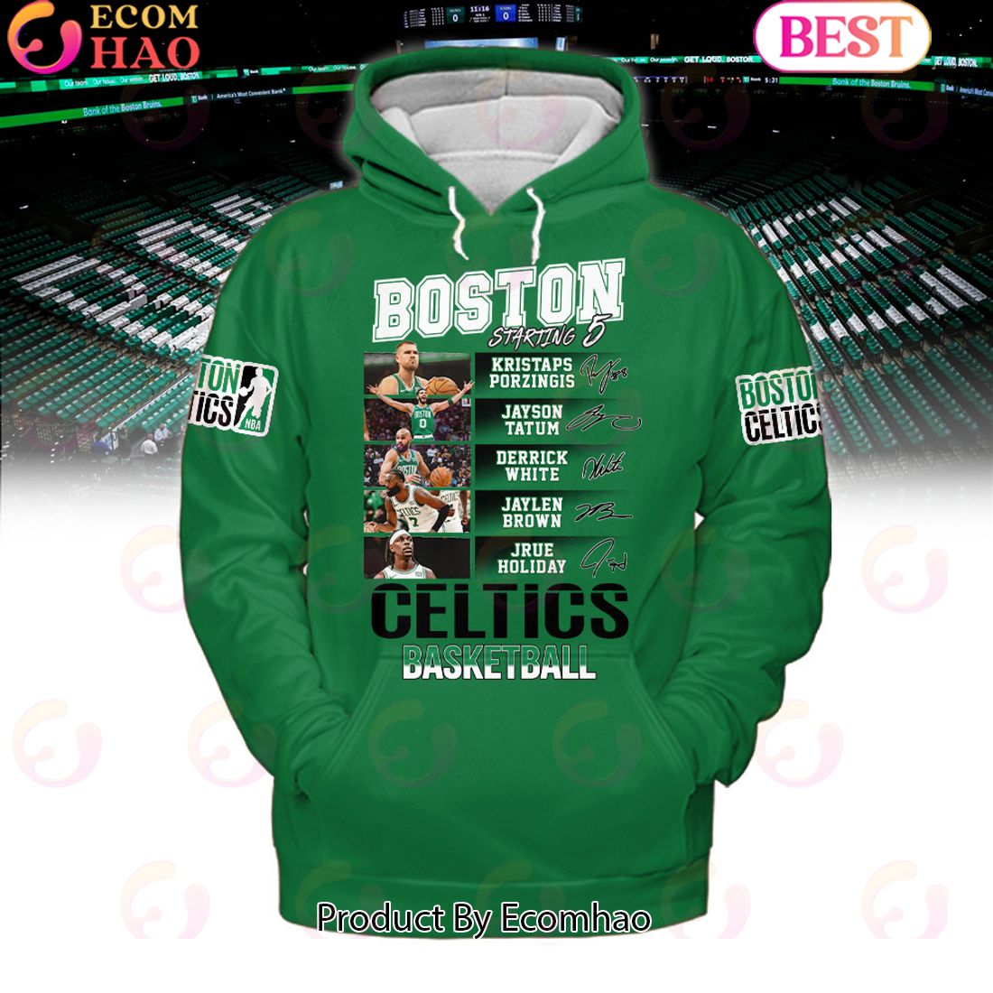 Boston Celtics Basketball Starting 5 Green Hoodie