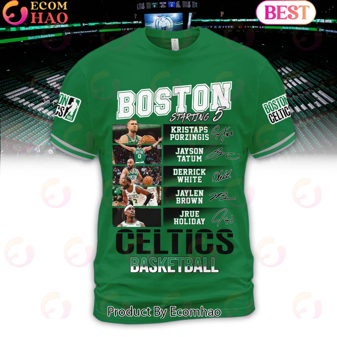 Boston Celtics Basketball Starting 5 Green Hoodie