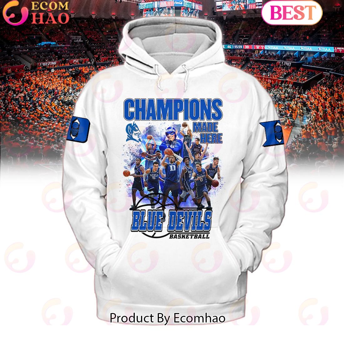 Champions Made Here Blue Devils Basketball White Hoodie