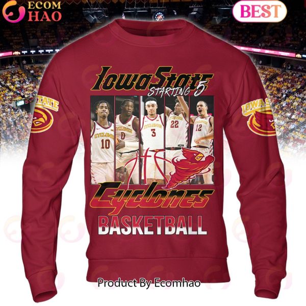 Iowa State Cyclones Basketball Starting 5 Red Hoodie