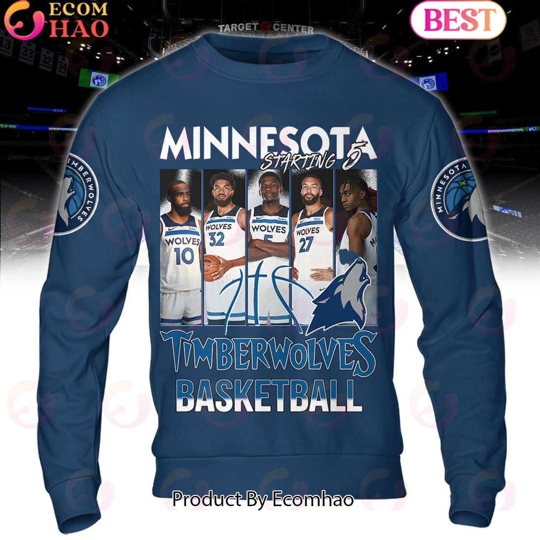 Minnesota Timberwolves Basketball Starting 5 Blue Hoodie