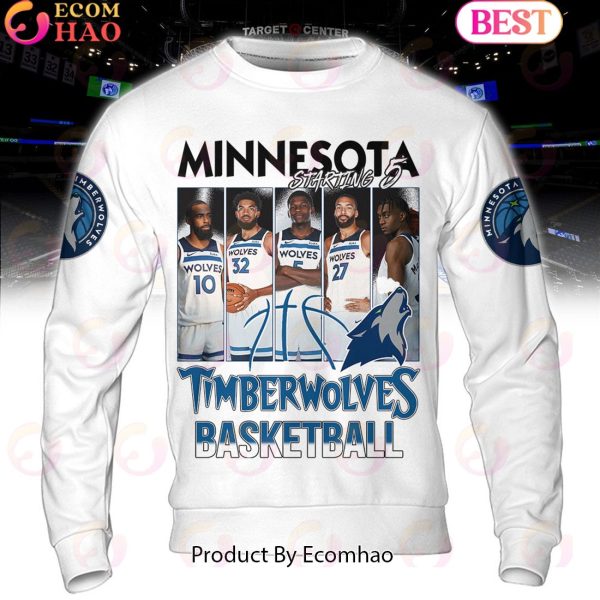 Minnesota Timberwolves Basketball Starting 5 White Hoodie