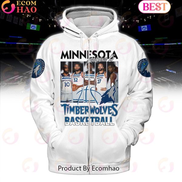 Minnesota Timberwolves Basketball Starting 5 White Hoodie