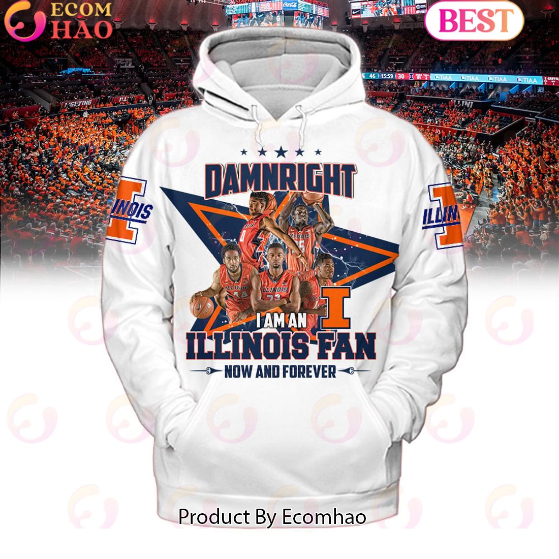 Ramn Right I Am An Illinois Fan Now And Forever White Hoodie