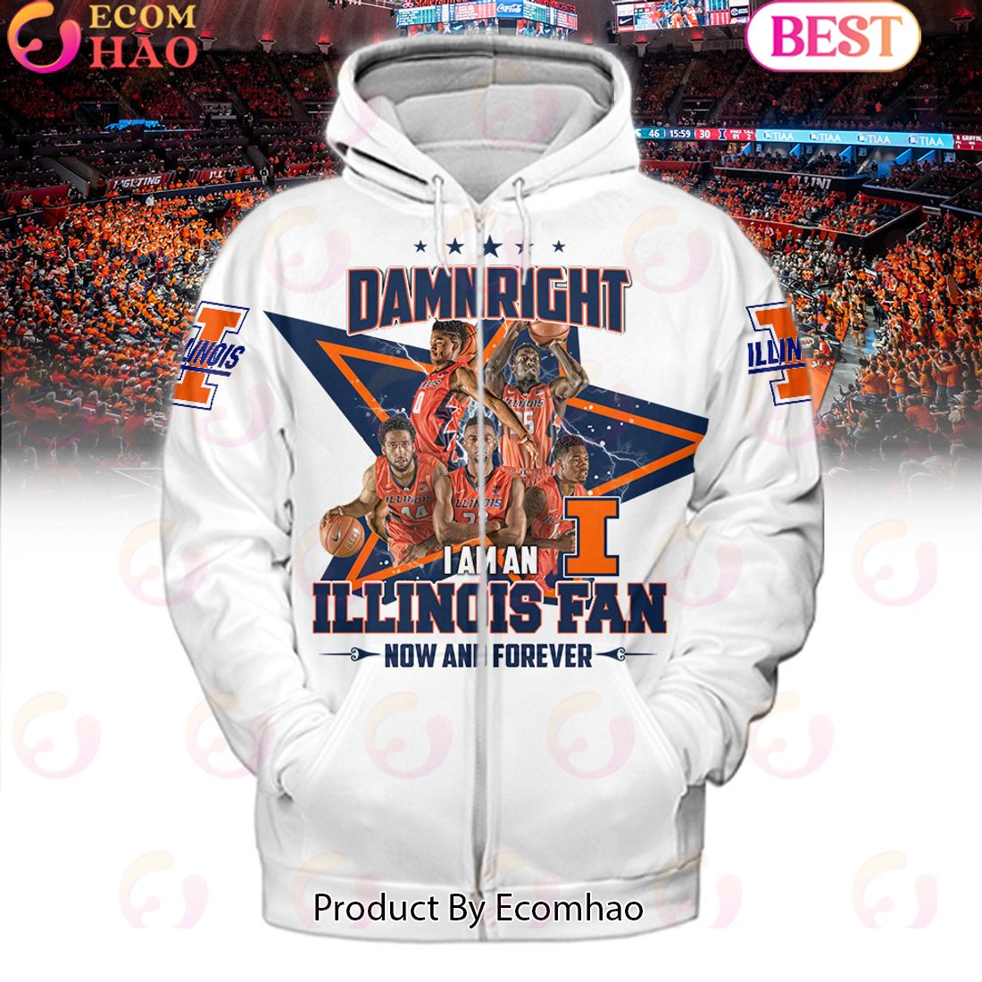 Ramn Right I Am An Illinois Fan Now And Forever White Hoodie