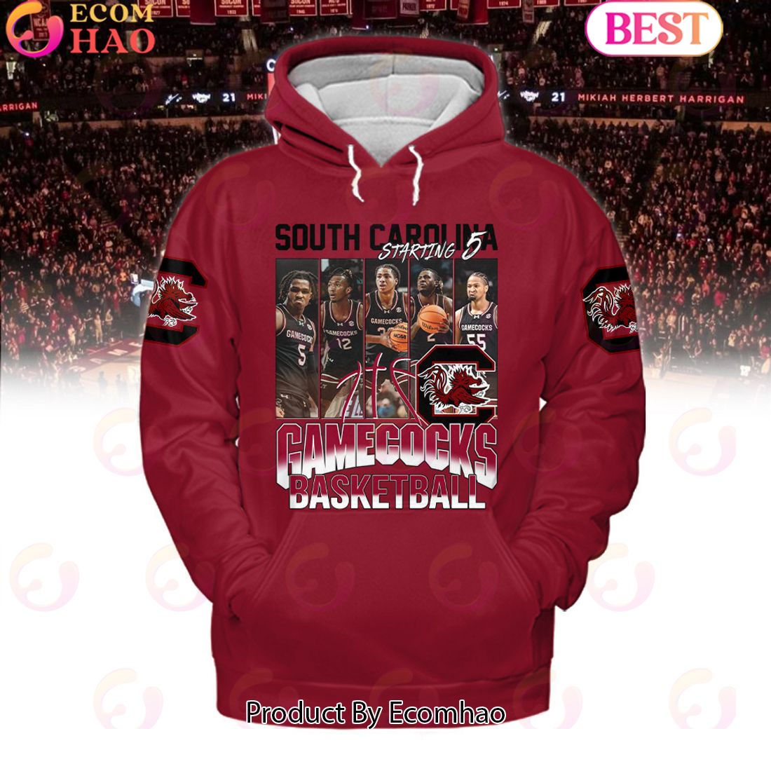 South Carolina Gamecocks Basketball Starting 5 Red Hoodie