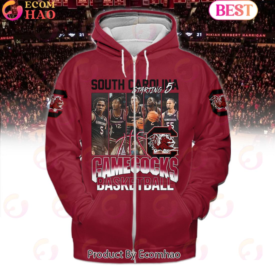 South Carolina Gamecocks Basketball Starting 5 Red Hoodie