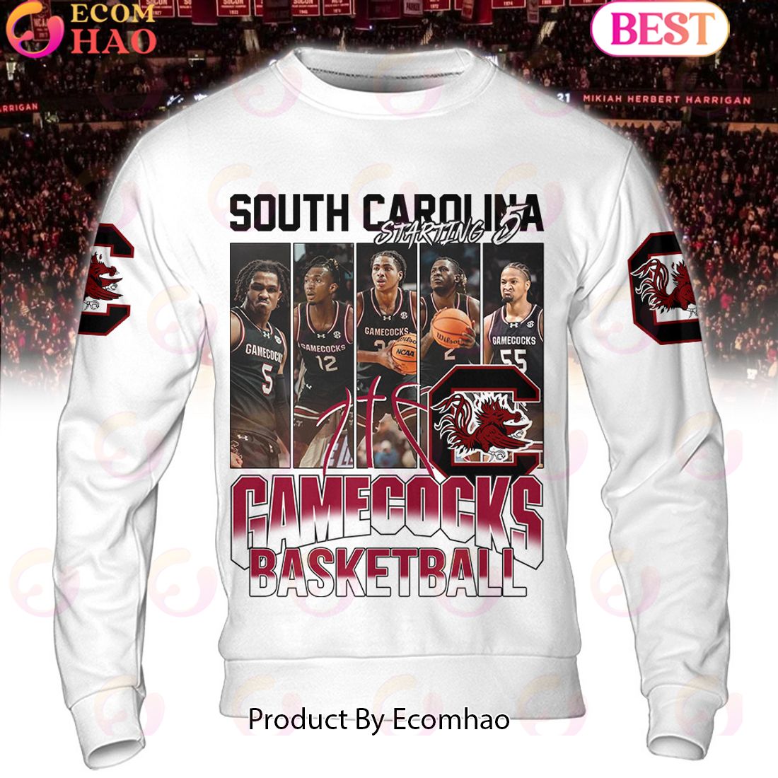 South Carolina Gamecocks Basketball Starting 5 White Hoodie