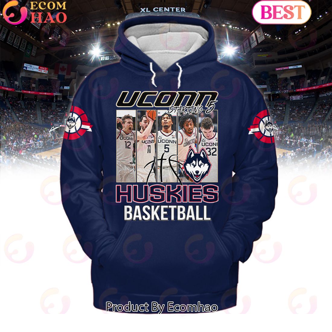 Uconn Huskies Basketball Starting 5 Blue Hoodie