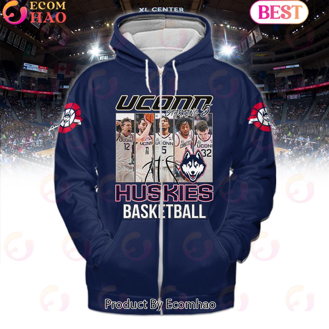 Uconn Huskies Basketball Starting 5 Blue Hoodie