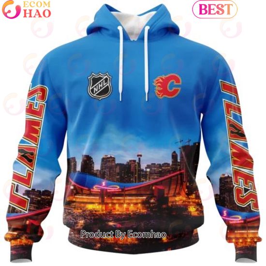 NHL Calgary Flames Personalized Arena Skyline Design ST2403 3D Hoodie