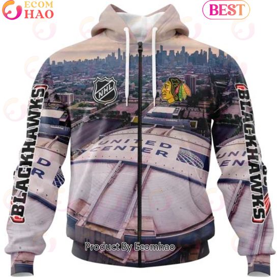 NHL Chicago Blackhawks Personalized Arena Skyline Design ST2403 3D Hoodie