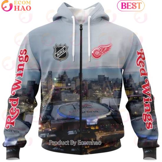 NHL Detroit Red Wings Personalized Arena Skyline Design ST2403 3D Hoodie