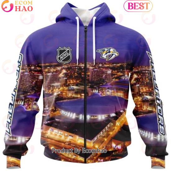 NHL Nashville Predators Personalized Arena Skyline Design ST2403 3D Hoodie