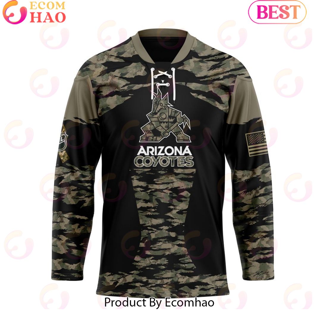 NHL Arizona Coyotes Personalized Camo Hockey Jersey Honoring Veterans