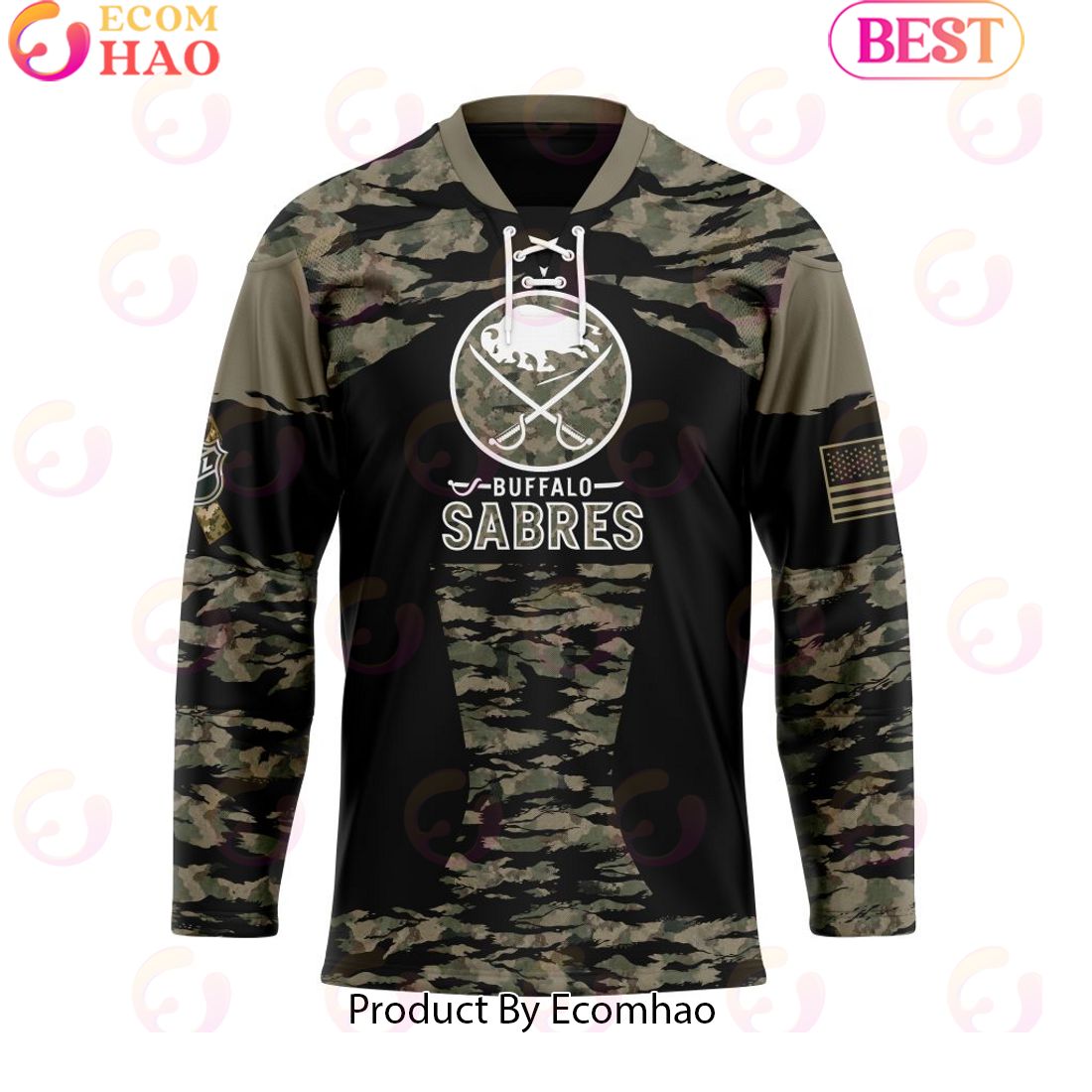 NHL Buffalo Sabres Personalized Camo Hockey Jersey Honoring Veterans