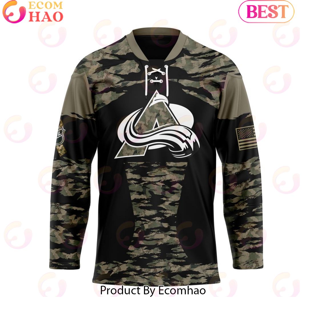 NHL Colorado Avalanche Personalized Camo Hockey Jersey Honoring Veterans