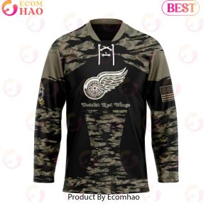 NHL Detroit Red Wings Personalized Camo Hockey Jersey Honoring Veterans