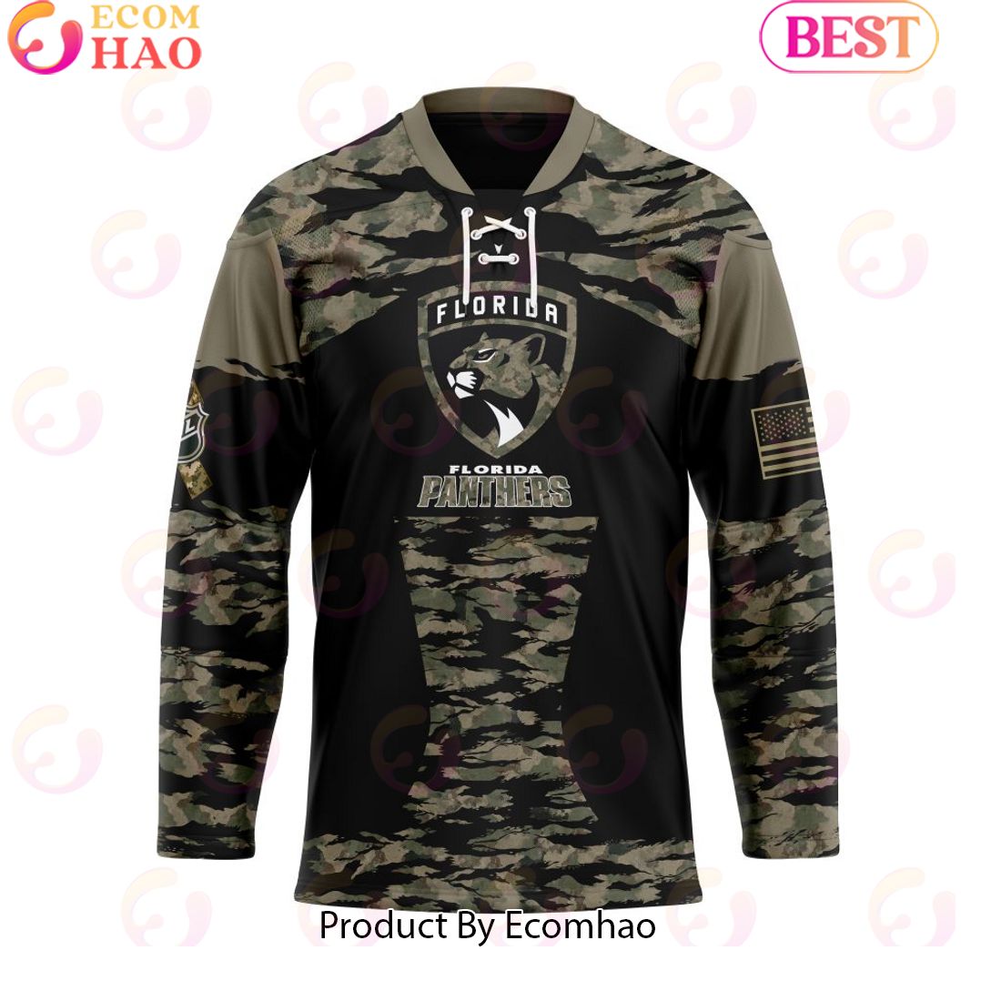 NHL Florida Panthers Personalized Camo Hockey Jersey Honoring Veterans