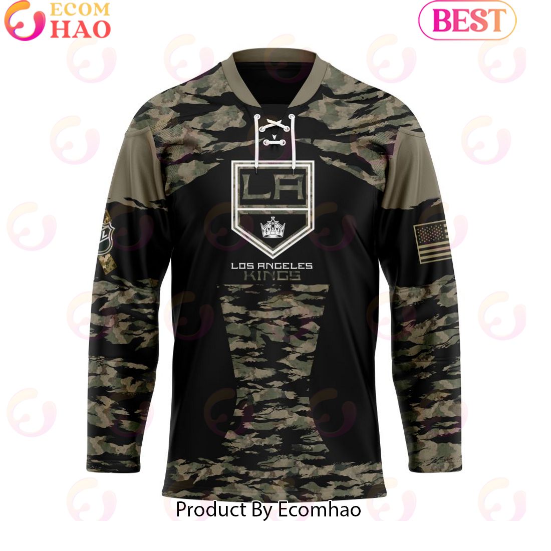 NHL Los Angeles Kings Personalized Camo Hockey Jersey Honoring Veterans