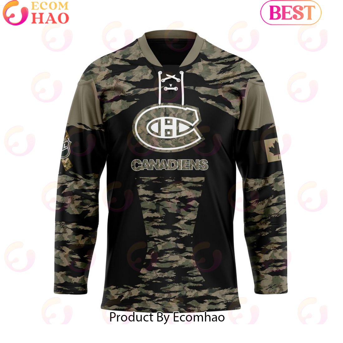 NHL Montreal Canadiens Personalized Camo Hockey Jersey Honoring Veterans