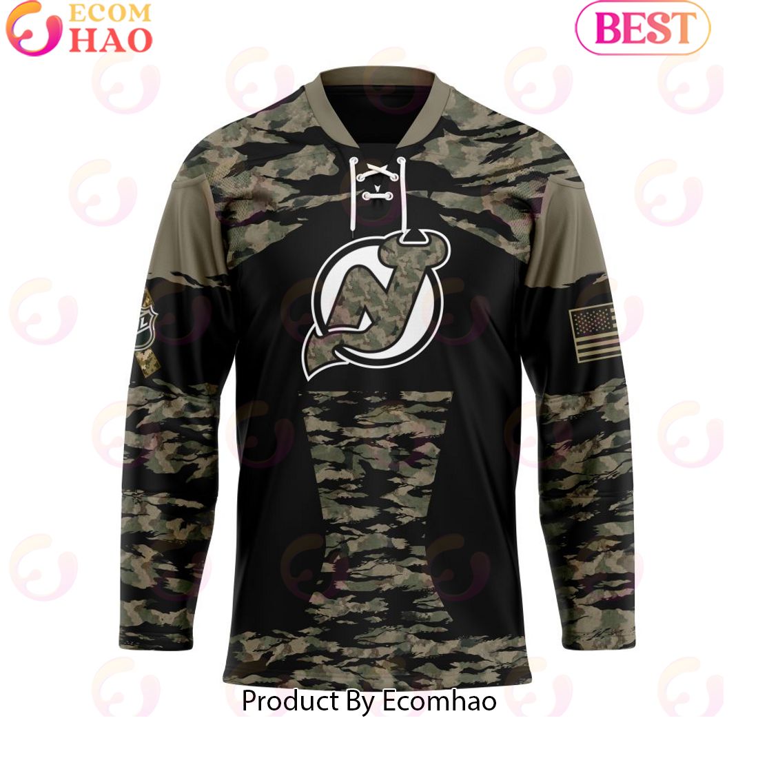 NHL New Jersey Devils Personalized Camo Hockey Jersey Honoring Veterans