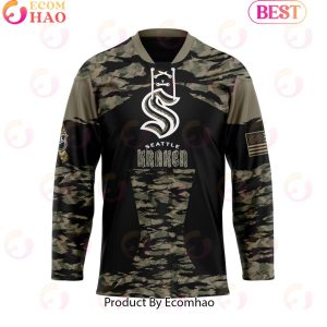 NHL Seattle Kraken Personalized Camo Hockey Jersey Honoring Veterans