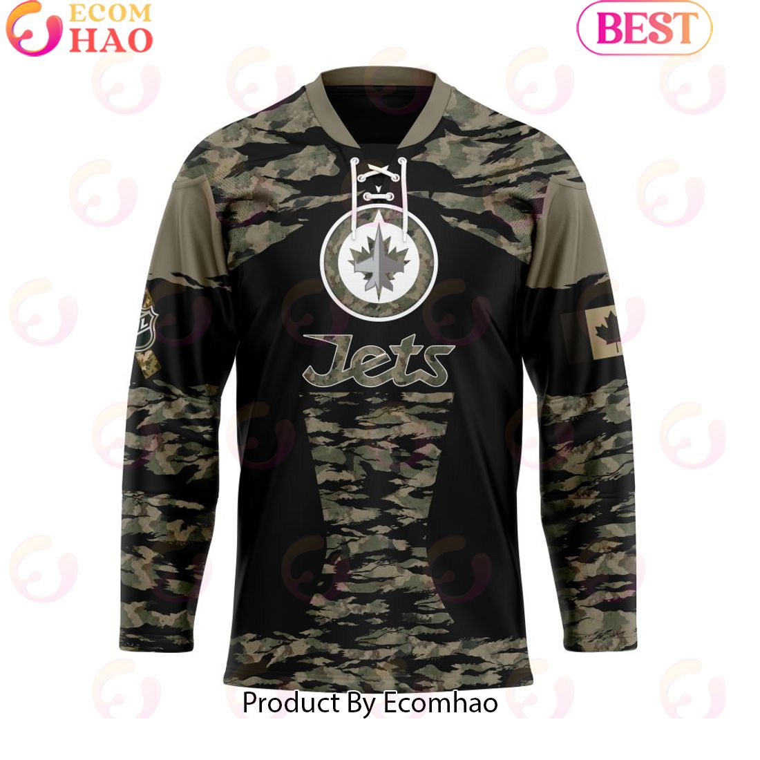 NHL Winnipeg Jets Personalized Camo Hockey Jersey Honoring Veterans