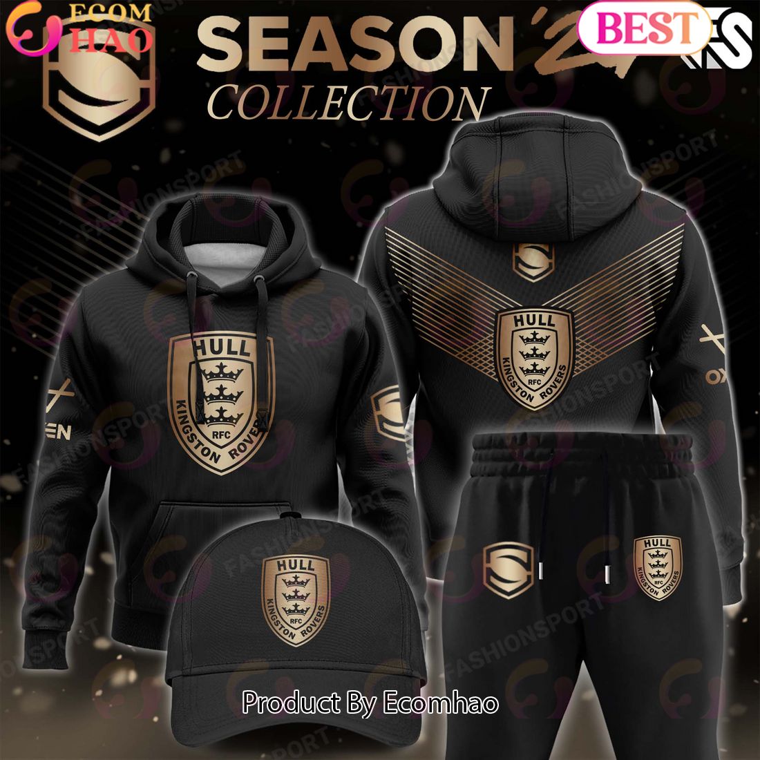 Super League Hull Kingston Rovers Gold Team Season 24 Collection Hoodie, Longpants, Cap