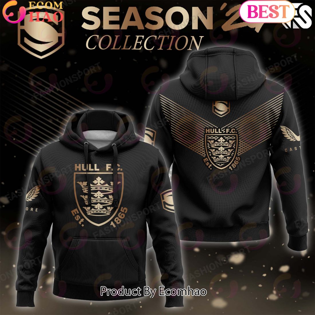 Super League Hull Kingston Rovers Gold Team Season 24 Collection Hoodie, Longpants, Cap