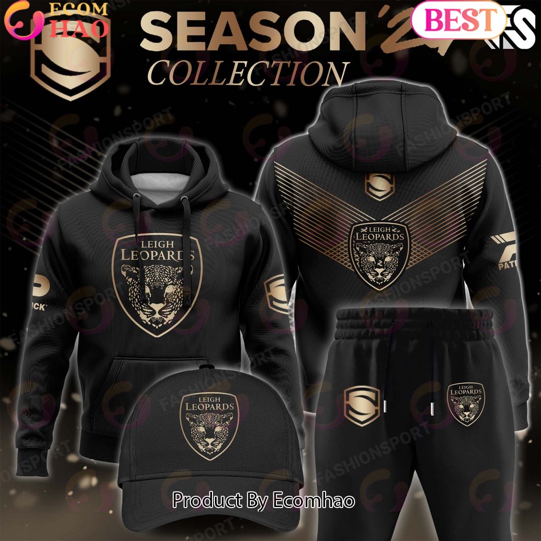 Super League Leigh Leopards Gold Team Season 24 Collection Hoodie, Longpants, Cap