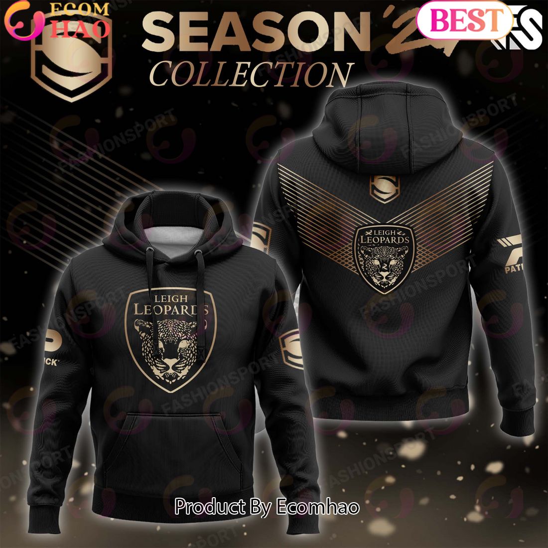 Super League Leigh Leopards Gold Team Season 24 Collection Hoodie, Longpants, Cap