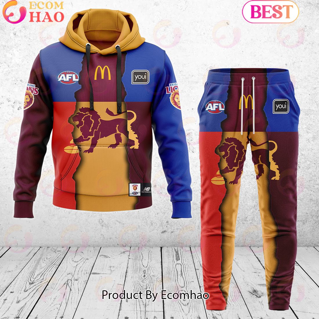 Brisbane Lions – AFL 2024 Mix Guernseys Combo Hoodie Pants Limited Edition