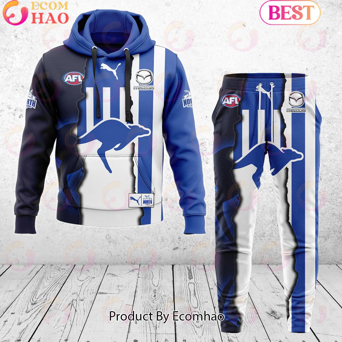 North Melbourne Kangaroos – AFL 2024 Mix Guernseys Combo Hoodie Pants Limited Edition