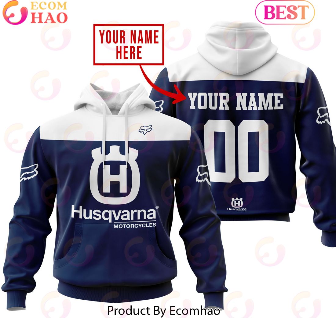 Limited Edition Custom Name Racing Husqvarna Blue Hoodie