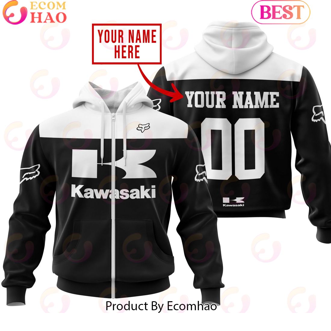 Limited Edition Custom Name Racing Kawasaki Hoodie