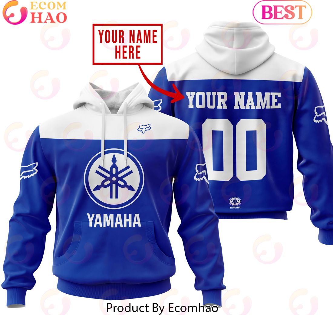 Limited Edition Custom Name Racing Yamaha Blue Hoodie