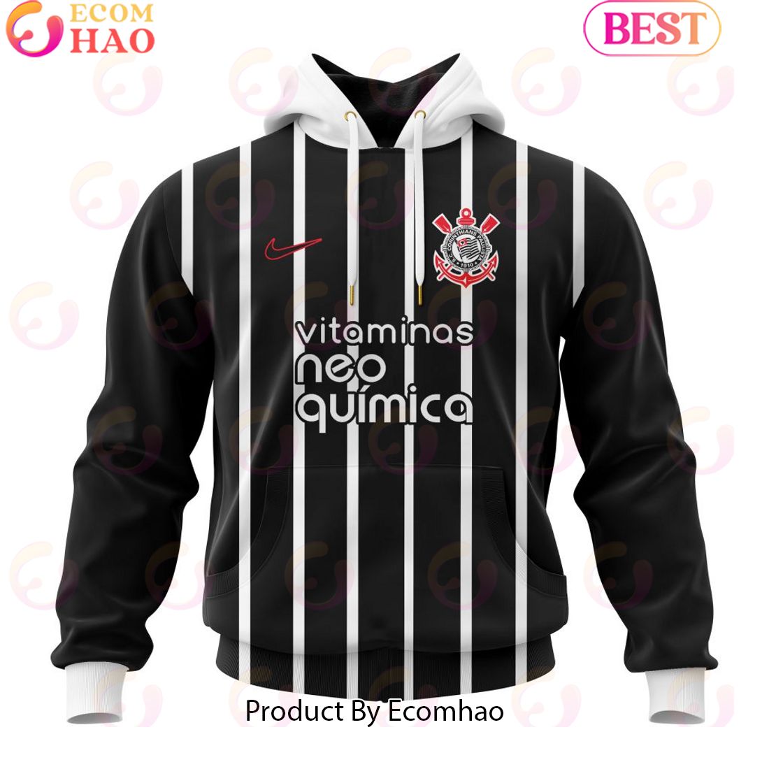 Serie A Corinthians Personalized 2023 Away Kits 3D Hoodie