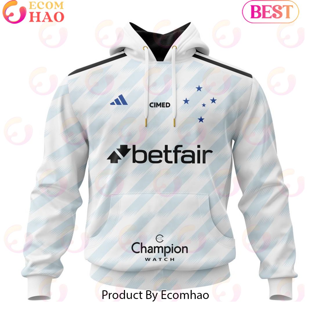 Serie A Cruzeiro Personalized 2023 Away Kits 3D Hoodie