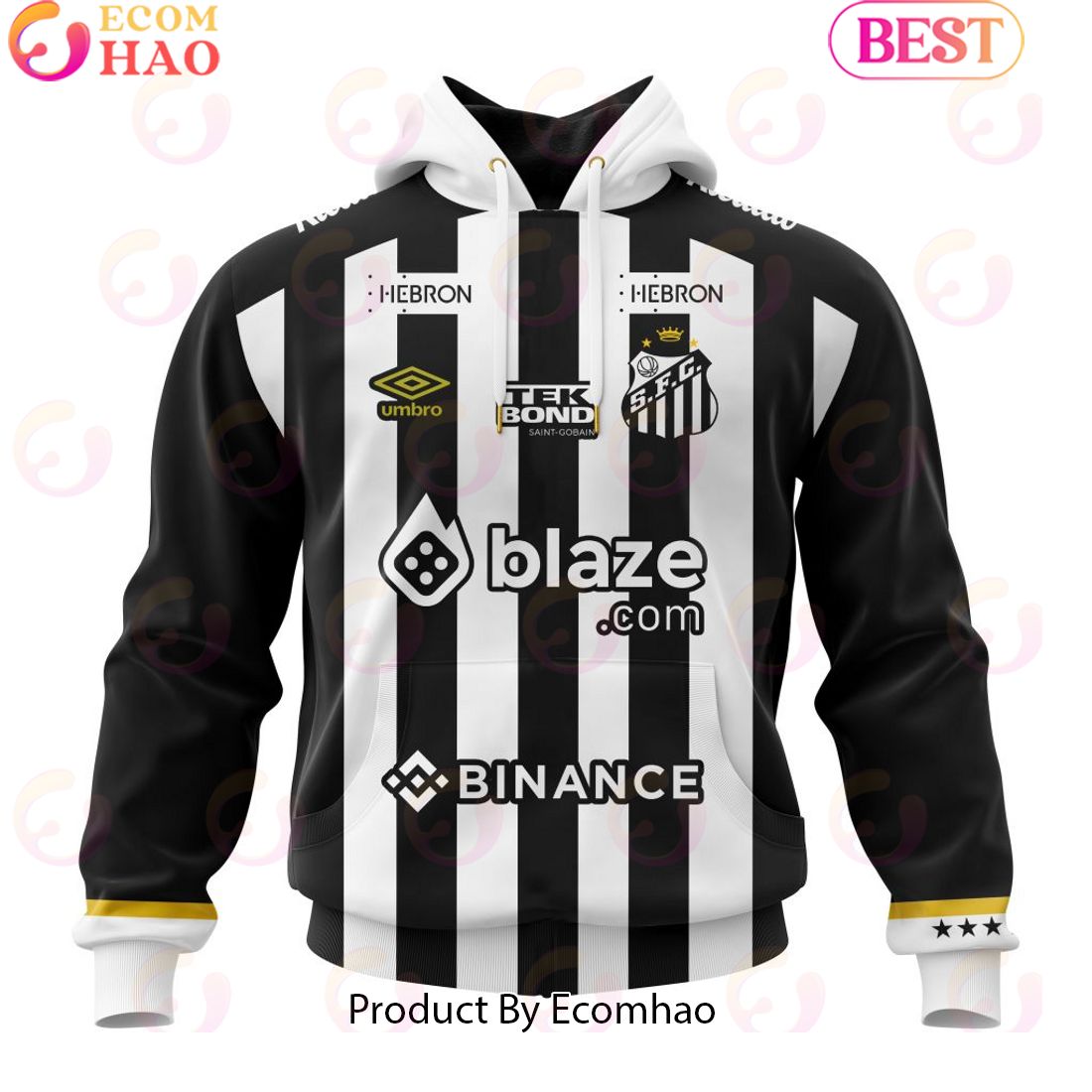 Serie A Santos F.C Personalized 2023 Away Kits 3D Hoodie