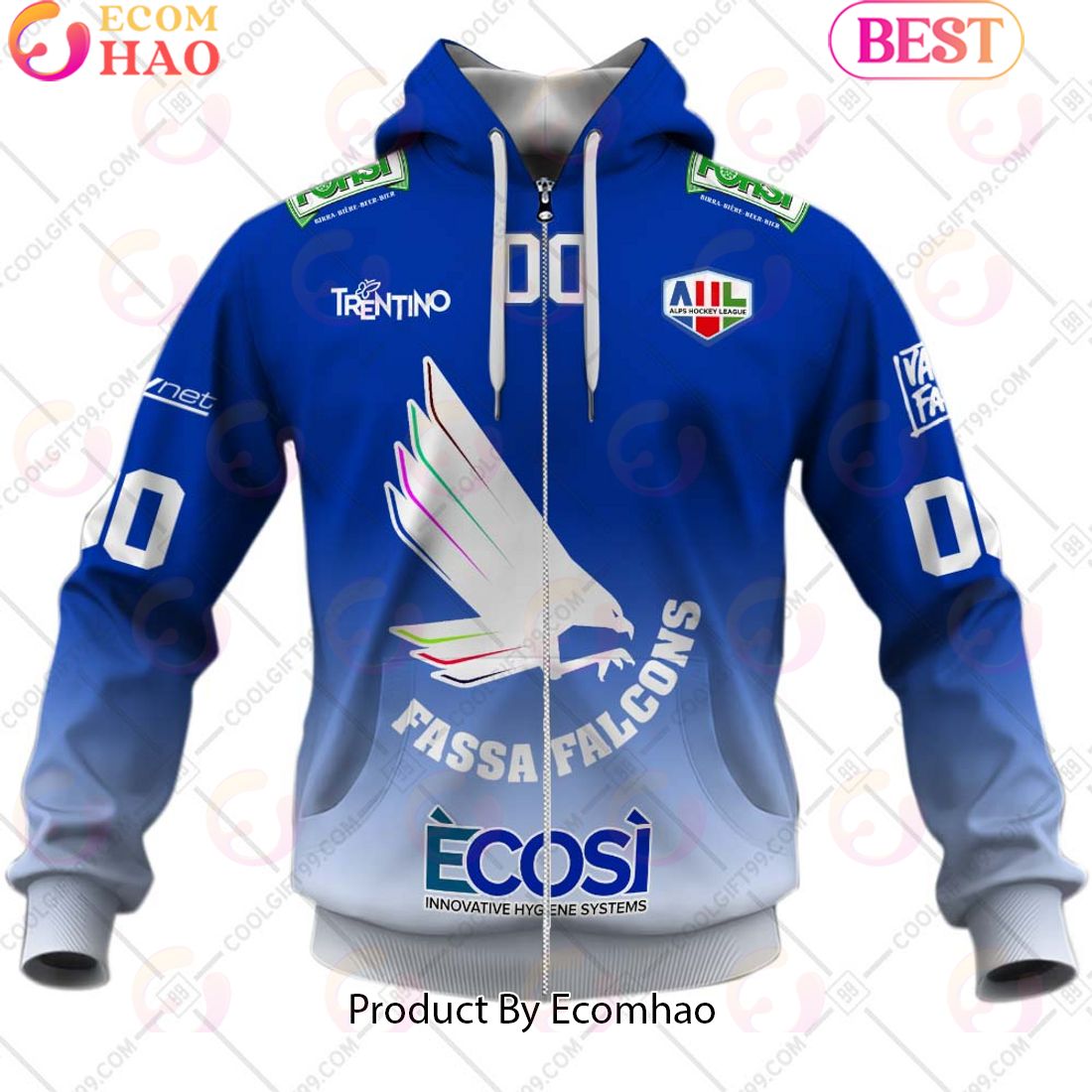 HC Fassa Falcons Jersey Style 3D Hoodie