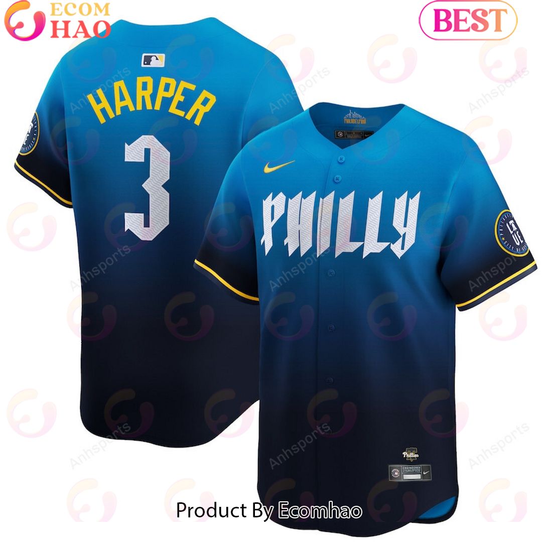 Bryce Harper Philadelphia Phillies Blue 2024 City Connect Limited Jersey