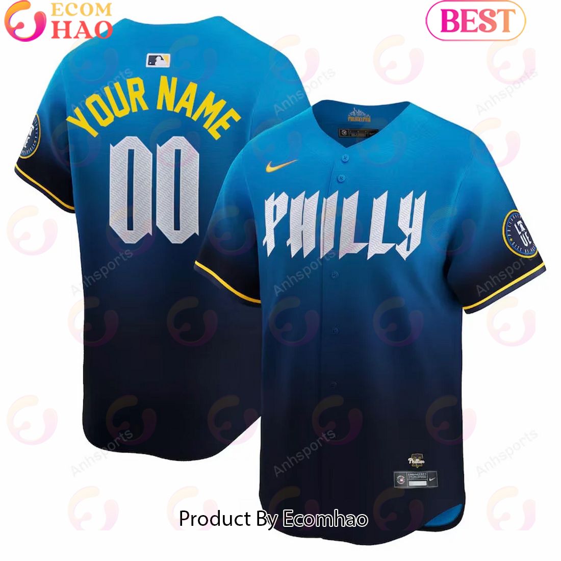 Philadelphia Phillies Blue 2024 City Connect Limited Custom Jersey