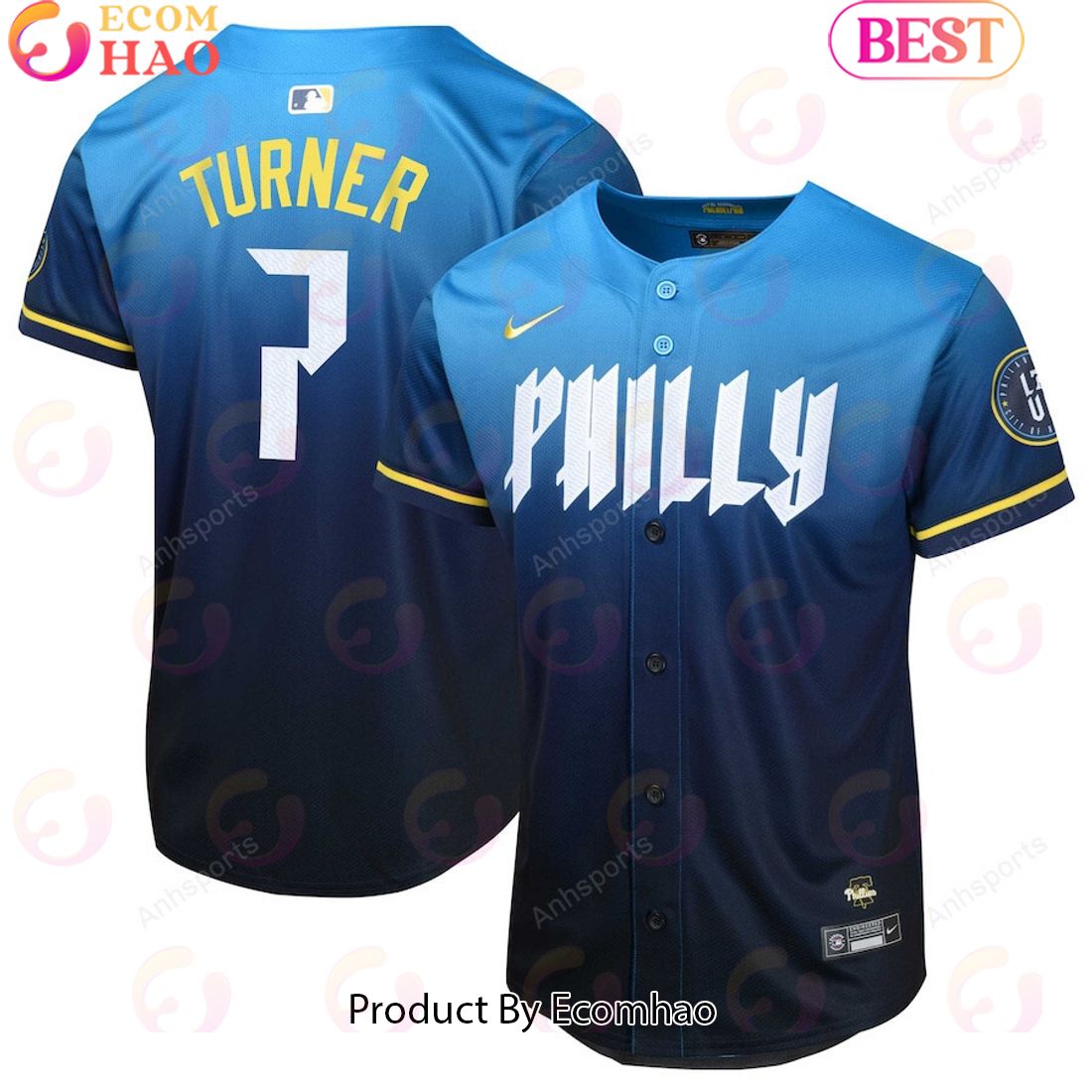 Trea Turner Philadelphia Phillies Blue 2024 City Connect Limited Jersey