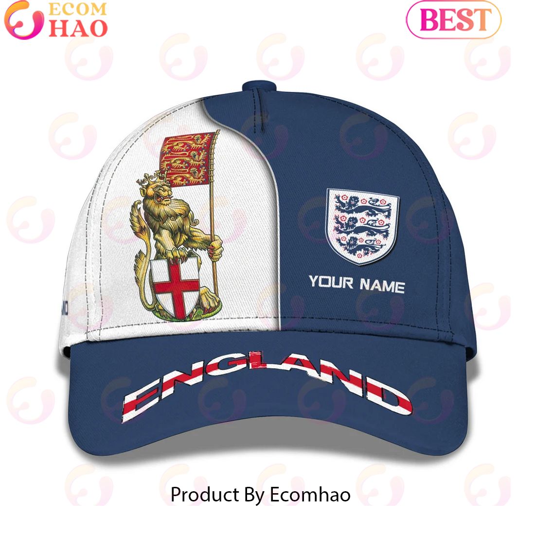 Custom Name England 3D Classic Cap Personalized Name Gift For England Lovers