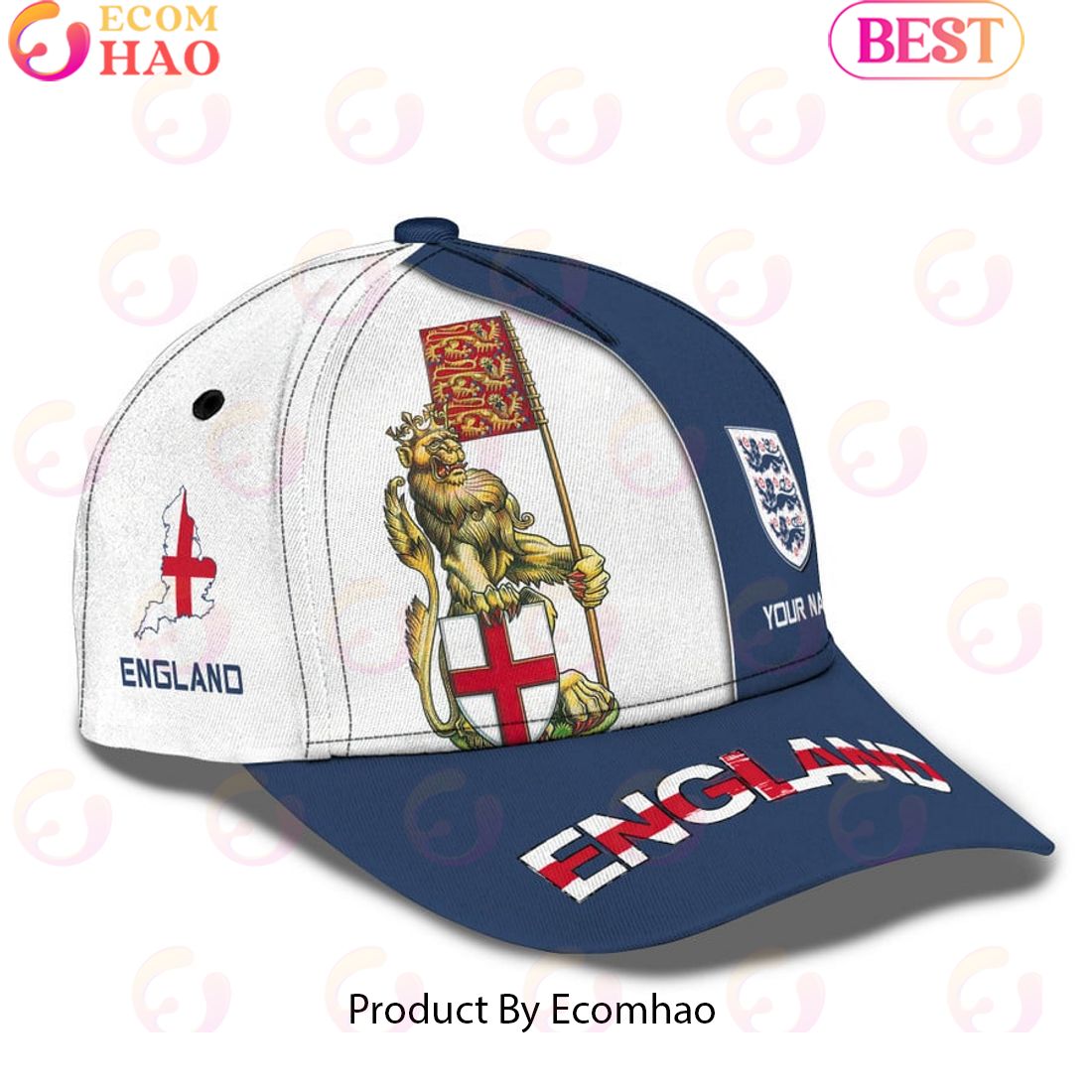 Custom Name England 3D Classic Cap Personalized Name Gift For England Lovers