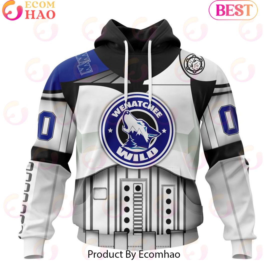 Personalized WHL Wenatchee Wild Specialized Stormtrooper Design Kits Version Hoodie