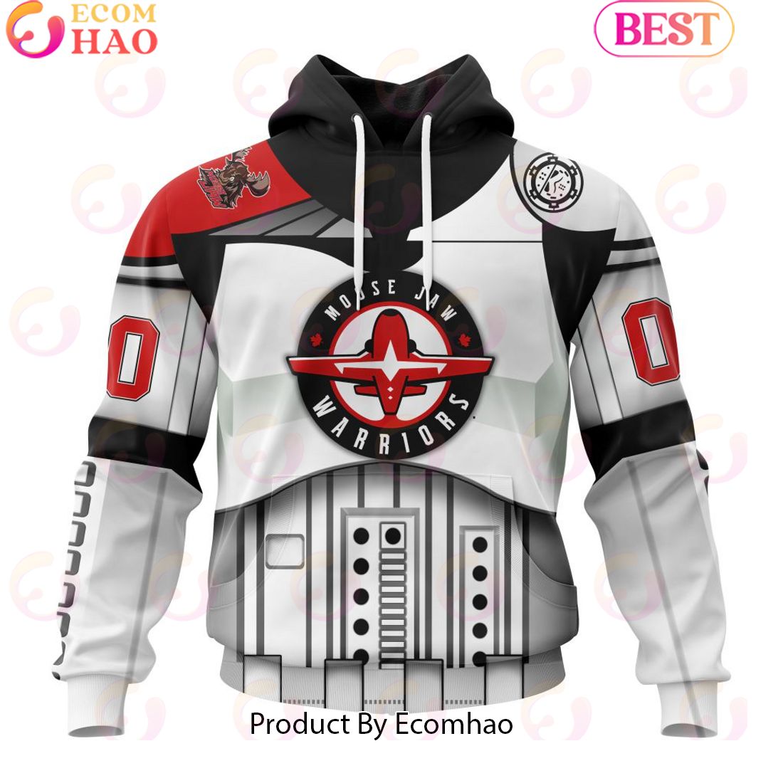 Personalized WHL Moose Jaw Warriors Specialized Stormtrooper Design Kits Version Hoodie